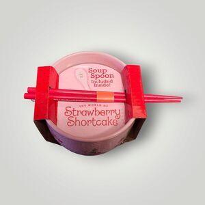 NEW Strawberry Shortcake Pink RAMEN Noodle BOWL with Spoon & Chopsticks